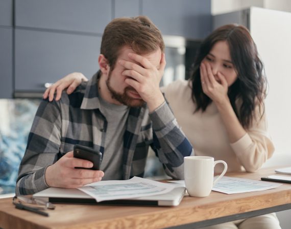 Couple worrying about finances